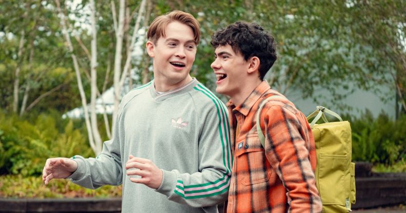 Kit Connor and Joe Locke as Nick Nelson and Charlie Spring in Heartstopper season three