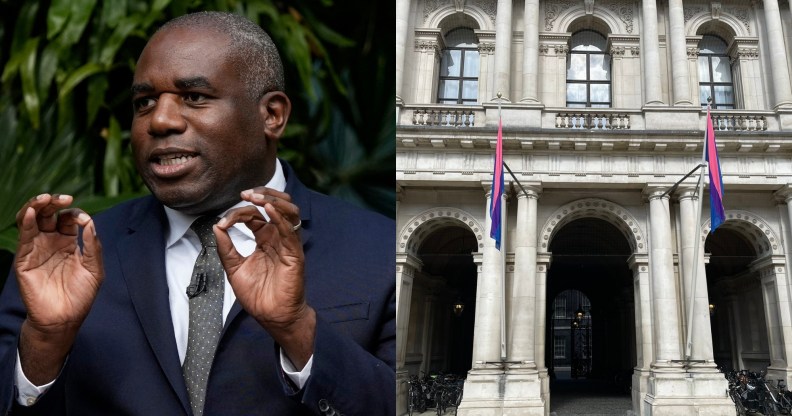 Britain's Foreign Secretary David Lammy gestures while speaking about climate and environment policy at Kew Gardens