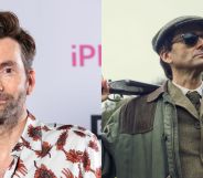 David Tennant in 2022 (left) and David Tennant as TV boss Lord Tony Baddingham in new Jilly Cooper adaptation Rivals.