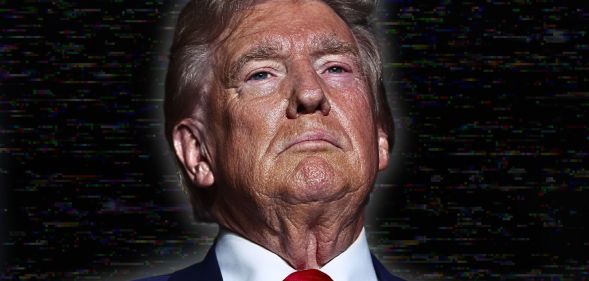 Donald Trump edited over a picture of static.