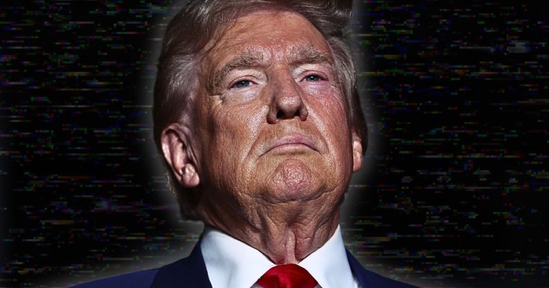 Donald Trump edited over a picture of static.