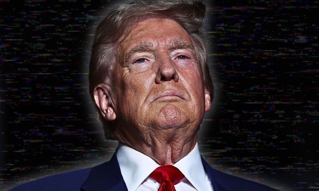 Donald Trump edited over a picture of static.