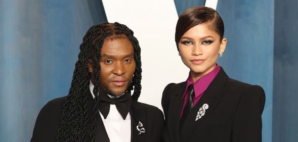 Law Roach and Zendaya on a red carpet.