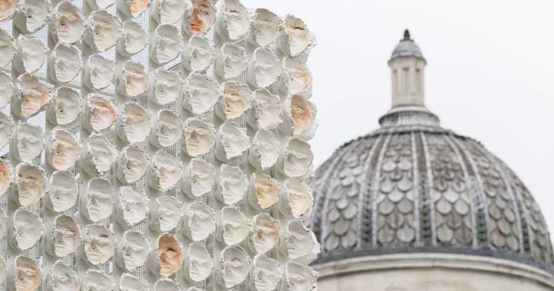 A general view of the installation on the Fourth Plinth, "Mil Veces un Instante" by Teresas Margolles.