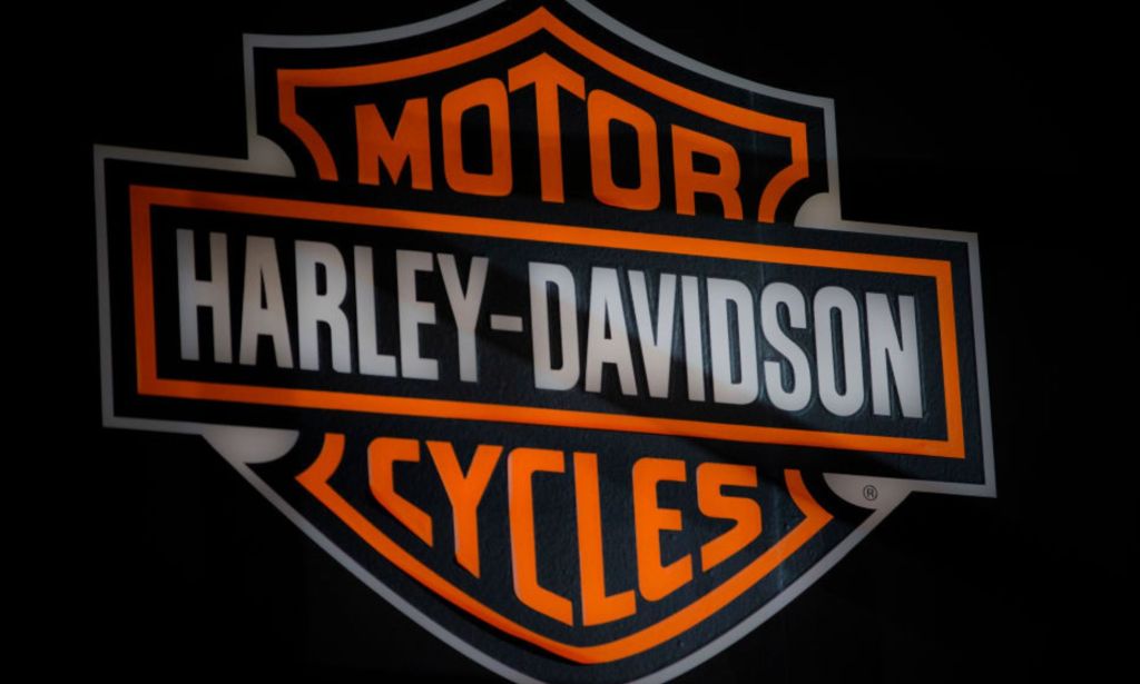 This is a photograph of the iconic Harley-Davidson motorcycle company logo.