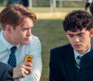 Kit Connor and Joe Locke as Nick Nelson and Charlie Spring in Heartstopper season three