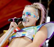 JoJo Siwa performs onstage during LA Pride in the Park at Los Angeles Historical Park on June 08, 2024 in Los Angeles, California