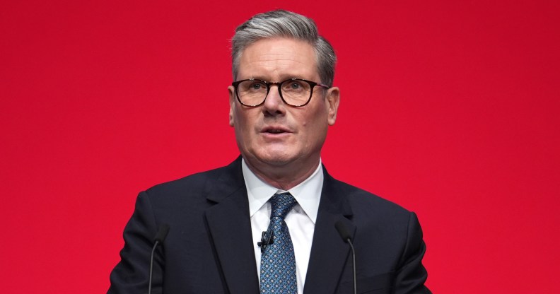 LIVERPOOL, ENGLAND - SEPTEMBER 24: Britain's Prime Minister Sir Keir Starmer delivers his keynote speech during the Labour Party Conference 2024 at ACC Liverpool on September 24, 2024 in Liverpool, England. This is Labour's first conference since they were returned as the governing party of The UK and Northern Ireland by voters in the July election, ending 14 years of Conservative rule. They won with a landslide majority of 172 seats, and 412 in total. (Photo by Christopher Furlong/Getty Images)