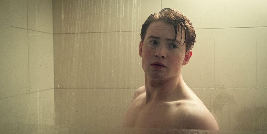 Kit Connor as Nick Nelson in Heartstopper season three's iconic shower scene.