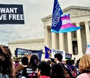 Protestors outside the Supreme Court.