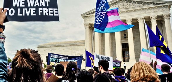 Protestors outside the Supreme Court.