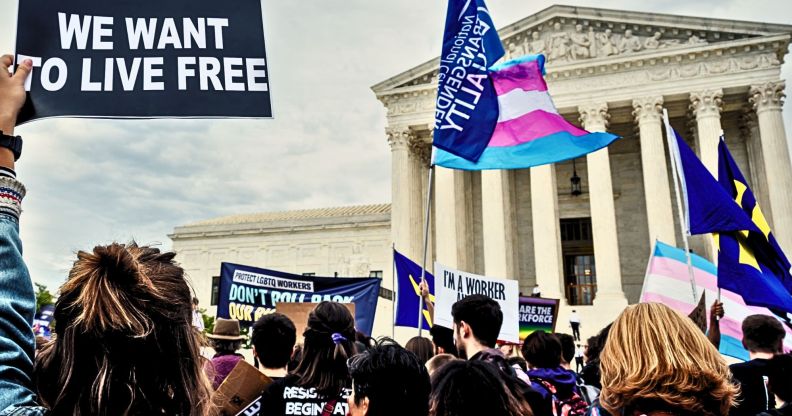 Protestors outside the Supreme Court.