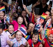 People attend the 'Love Pride Parade' in Bangkok, Thailand in June 2024