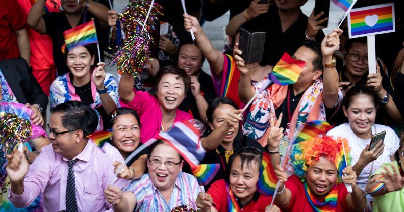 People attend the 'Love Pride Parade' in Bangkok, Thailand in June 2024