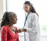 Stock image of a woman at the doctor's