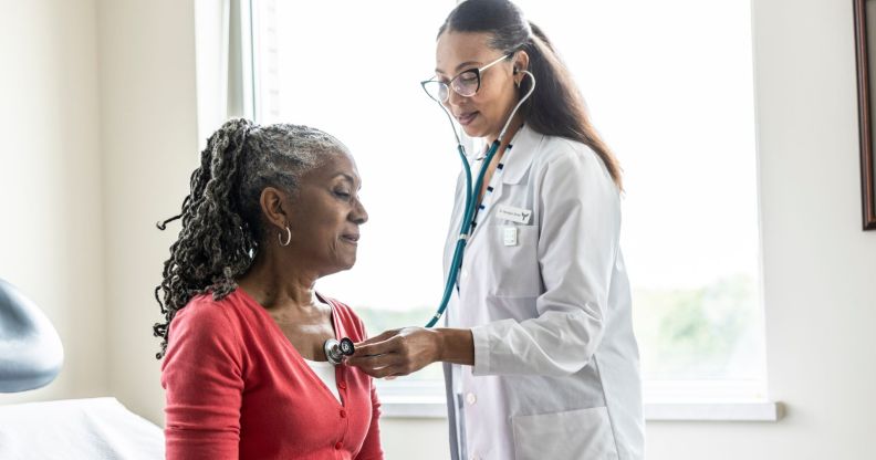 Stock image of a woman at the doctor's