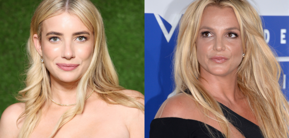 Split photo of Emma Roberts and Britney Spears