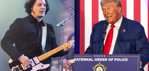 Split photo of Jack White and Donald Trump.