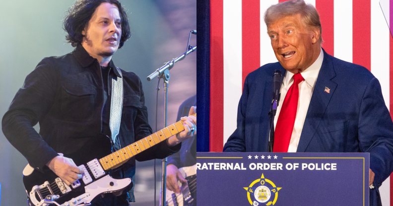 Split photo of Jack White and Donald Trump.