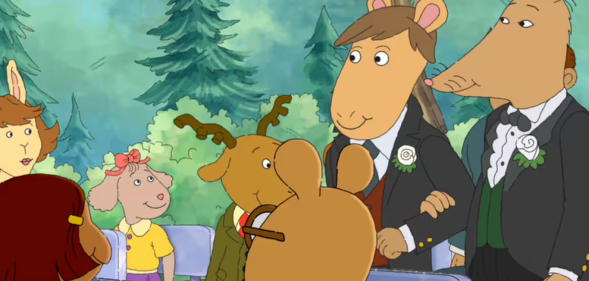 Mr Ratburn and Patrick in the season 22 episode of Arthur featuring a "gay rat wedding"