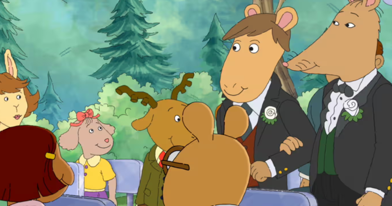 Mr Ratburn and Patrick in the season 22 episode of Arthur featuring a "gay rat wedding"