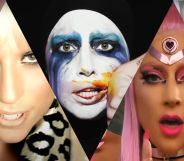 An image composition featuring stills from Lady Gaga's most famous music videos.