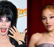 Elvira in 2015 (L) and Ariana Grande in 2024 (R).