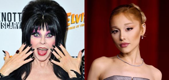 Elvira in 2015 (L) and Ariana Grande in 2024 (R).