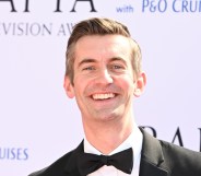 Ben Thompson attends the 2024 BAFTA Television Awards, wearing a white shirt and black suit with bowtie