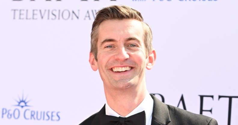 Ben Thompson attends the 2024 BAFTA Television Awards, wearing a white shirt and black suit with bowtie