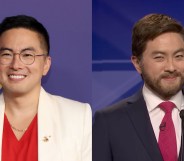 Bowen Yang attends the 76th Primetime Emmy Awards and Yang as JD Vance on SNL