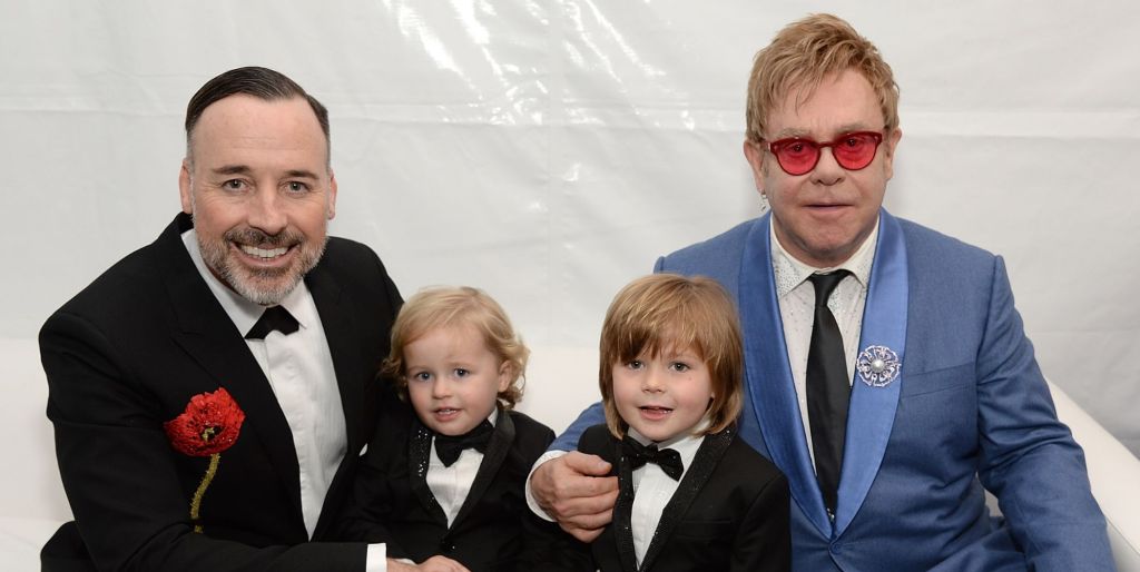 David Furnish, Elton John and their two children Zackary and Elijah in 2015