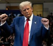 U.S. Republican presidential nominee, former President Donald Trump dances during a campaign rally at Findlay Toyota Center on October 13, 2024 in Prescott Valley, Arizona