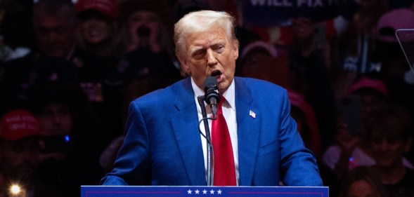 Former president Donald Trump speaks at a rally at Madison Square Garden