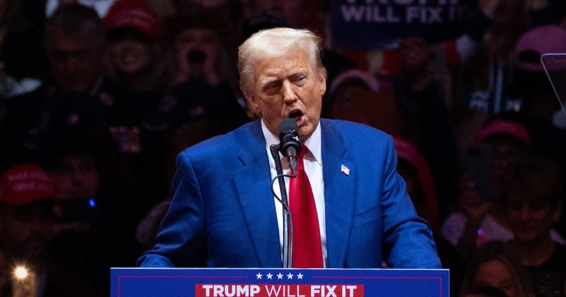 Former president Donald Trump speaks at a rally at Madison Square Garden