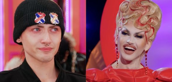 Two stills of kyran Thrax from episode five season 6 of drag race uk