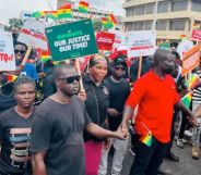 Protestors in Accra, Ghana