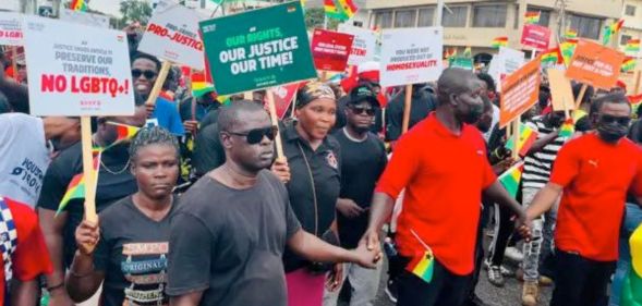 Protestors in Accra, Ghana