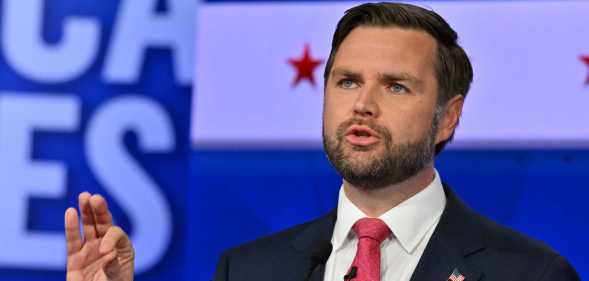 NEW YORK, NY - OCTOBER 1: Sen. JD Vance (R-Ohio) speaks during the vice-presidential debate at CBS Studios on October 1, 2024 in New York, N.Y. (Photo by Ricky Carioti/The Washington Post via Getty Images)