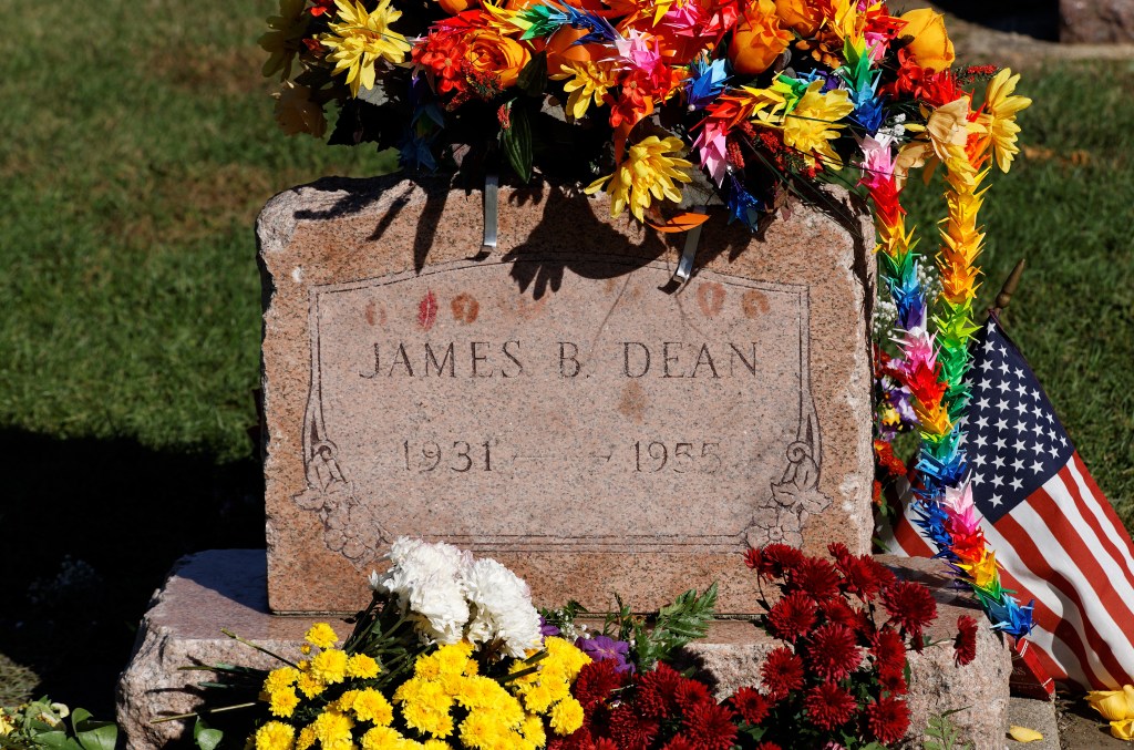 James Dean's grave site in Fairmount, Indiana. The actor and American cultural icon died prematurely as a result of an auto accident in 1955.