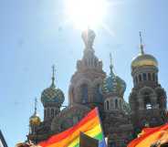 LGBTQ people protesting in Russia