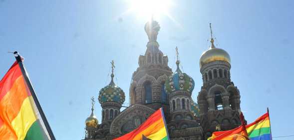 LGBTQ people protesting in Russia