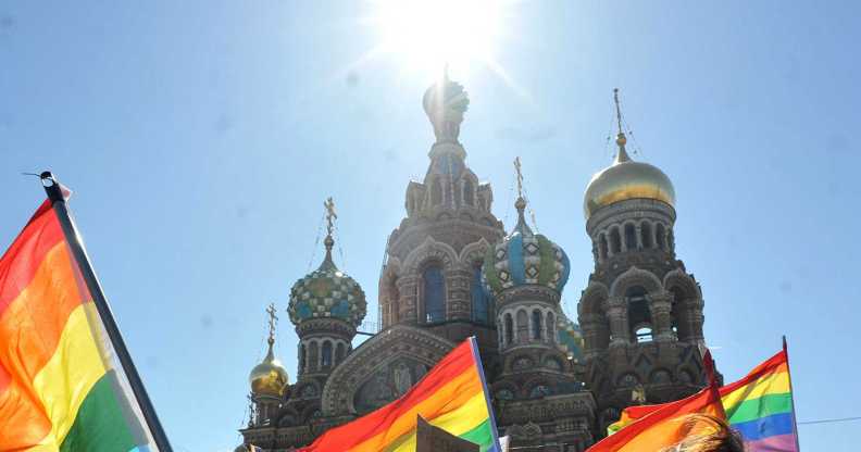 LGBTQ people protesting in Russia