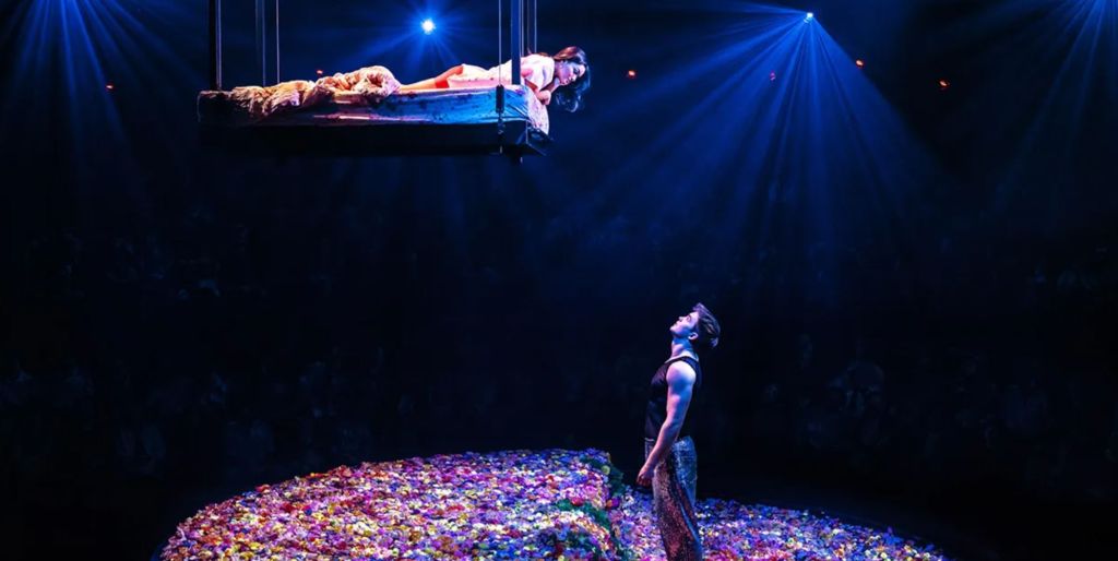 The iconic pull-up kiss scene in Broadway's Romeo and Juliet