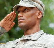 A US veteran saluting.