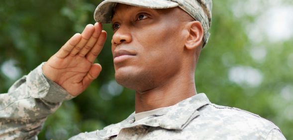 A US veteran saluting.