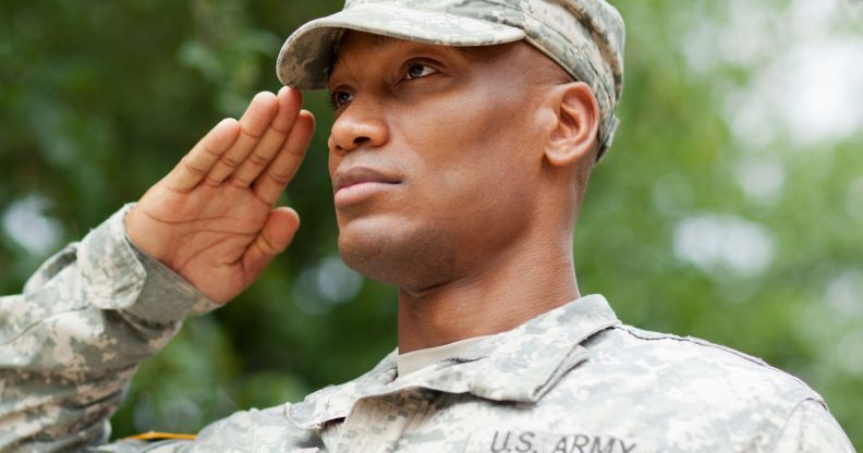 A US veteran saluting.