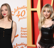 Split photo of Amanda Seyfried and Sabrina Carpenter.