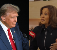 A split photo of Donald Trump and Kamala Harris.