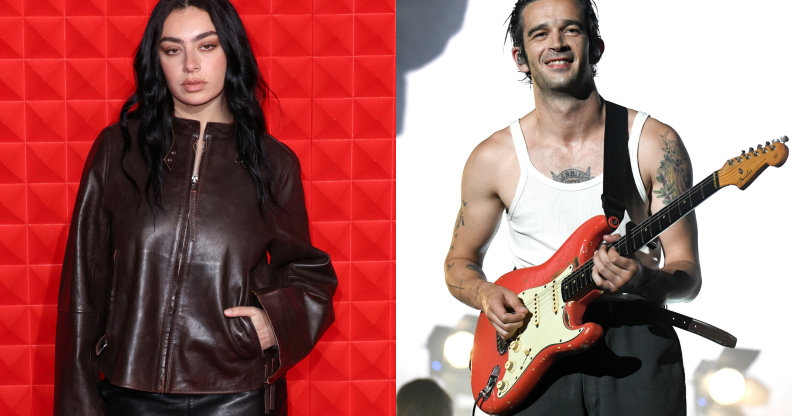 Split photo of Charli XCX and Matty Healy.